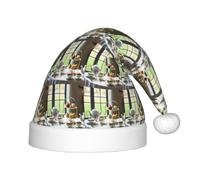 ABYchdd Cappello di Natale della peluche della stampa del tè del pomeriggio, cappello di Natale del poliestere per il regalo di festa, cosplay ed eventi