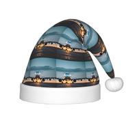 ABYchdd Cappello di Natale della peluche della stampa della luce dell'aeroplano nella sera, cappello di Natale del poliestere per il regalo di festa, cosplay ed eventi