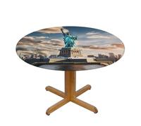 ABYchdd Statua della Libertà a New York Tovaglia rotonda elastica, lavabile, adatta alla maggior parte dei tavoli standard