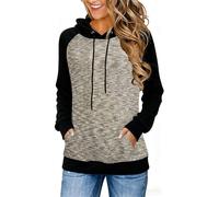 ABYOVRT Felpa con cappuccio da donna, leggera, in tessuto a nido d'ape, per autunno e inverno, felpa a maniche lunghe, casual, per il tempo libero, S-XXL, cammello, XL