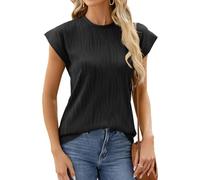 ABYOVRT T-Shirt da Donna Maglietta Manica Corta Donna Top con Scollo Rotondo Casual Girocollo Estiva Base Ragazze Tee Bluse,Nero,L