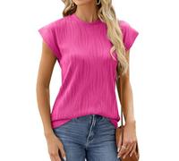 ABYOVRT T-Shirt da Donna Maglietta Manica Corta Donna Top con Scollo Rotondo Casual Girocollo Estiva Base Ragazze Tee Bluse,Rosa,XL