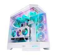 ABYSM Gaming Case PC Gamer Danube SAVA H600 White E-ATX con 3 pannelli in vetro temperato, 4 ventole ARGB da 120 mm, controller, supporto per GPU e cavo riser PCIe 4.0 16x
