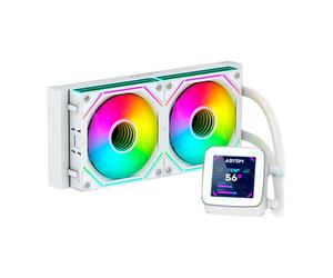 ABYSM Gaming Raffreddamento liquido OCEANIC 240 White ARGB, con display LCD da 2,8'' personalizzabile, per il monitoraggio della temperatura della CPU, velocità delle ventole e altri parametri