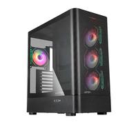 Abysm Gaming - Scatola ATX Danube SAVA H500 II Air Black con vetro laterale temperato, pannello a griglia, sette slot di espansione e 4 ventole da 120 mm ARGB preinstallate