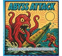 Abyss Attack: Retro Sci-Fi Coloring Book for Adults - 1950s Sea Monsters, Submarines, and Underwater Comic Book Chaos