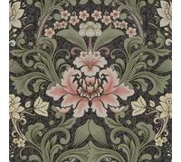 Abyssaly Carta da parati vintage floreale peel and stick, verde scuro metà secolo, carta da parati Moody rimovibile autoadesiva con fiori di William Morris, per bagno, camera da letto, decorazione per