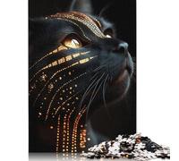 Abyssinian Black Cat with Golden Pattern Puzzle Impossibili 1000 Pezzi Decorazione Per La Casa. Rilassamento E Intelligence Per Adulti E Ragazzi Da 14 Anni 1000pcs (75x50cm)