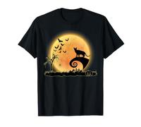 Abyssinian Cat Scary And Moon Funny Kitty Halloween Costume Maglietta