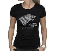 ABYSTYLE Abysse Game of Thrones Winter is Coming T-Shirt Basic da Donna a Maniche Corte, Nera, XL, Colore Nero, ABYstyleABYTEX241-X-Large