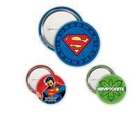 ABYstyle - Confezione da 3 distintivi DC COMICS Superman Logo - Prodotto Ufficiale - Diametri 5 cm & 3,2 cm - Soft Touch