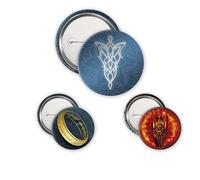 ABYstyle - Confezione da 4 distintivi Lord OF THE RINGS Terre de Mezzeu - Prodotto Ufficiale - Diametri 5 cm & 3,2 cm - Touch Soft-Touch