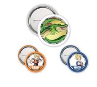 ABYstyle - DRAGON BALL - Confezione di badge Goku, Vegeta & Shenron, Dimensions : 1 badge de 5 cm et 2 badges de 3.2 cm, Lega di acciaio