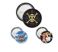 ABYstyle - ONE PEZZO Confezione di badge Skull & Luffy, Dimensions : 1 x 5cm de diamètre, 2 x 3,2 cm, Metallo