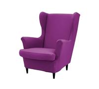 ABZDUNG 2 Pezzi Copripoltrona con Orecchie Elasticizzato, Tinta Unita Copridivano da 1 Posto con Fodera per Cuscino, Lavabile per Reception Bar Soggiorno Camera da Letto(Viola Medio)