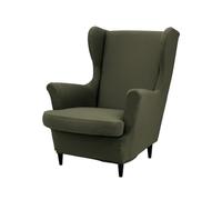 ABZDUNG 2 Pezzi Copripoltrona con Orecchie Elasticizzato, Tinta Unita Copridivano da 1 Posto con Fodera per Cuscino, Lavabile per Reception Bar Soggiorno Camera da Letto(Army Green)