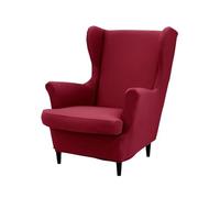 ABZDUNG 2 Pezzi Copripoltrona con Orecchie Elasticizzato, Tinta Unita Copridivano da 1 Posto con Fodera per Cuscino, Lavabile per Reception Bar Soggiorno Camera da Letto(Rosso Bordeaux)
