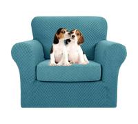 ABZDUNG Copridivano elasticizzato a 1 Posti con 1 Copricuscini, Copridivano antiscivolo monoposto con Copricuscino Separato per animali domestici, cani(Blu Pavone,Futon)