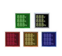 AC 20-500V 1-100A LED Digital Voltmeter Ammeter Signal Lights 220V Voltage Current Meter Volt Amp Tester Detector Red IINKUEYK(Square V A HZ,Rot)