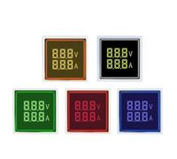 AC 20-500V 1-100A LED Digital Voltmeter Ammeter Signal Lights 220V Voltage Current Meter Volt Amp Tester Detector Red IINKUEYK(Square V A,Blau)