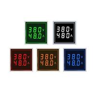 AC 60-500V 1-100A LED Digital Voltmeter Ammeter Signal Lights 220V Voltage Current Meter Volt Amp Tester Detector MQXFCZUX(Square V A,Blau)