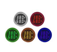 AC 60-500V 1-100A LED Digital Voltmeter Ammeter Signal Lights 220V Voltage Current Meter Volt Amp Tester Detector NWPNLXEA(Round V A,Blau)