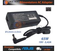 AC Adapter Alimentatore Compatibile ASUS TOSHIBA 65W 19V 3,42A (5,5mm x 2,5mm)