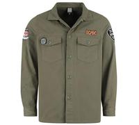 AC/DC Amplified Collection - Military Shirt - Shacket Uomo Camicia Maniche Lunghe Cachi S