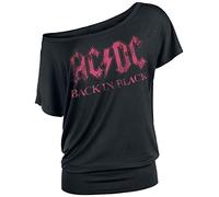 AC/DC Back in Black Donna T-Shirt Nero XL 95% Viscosa, 5% elasthane Largo