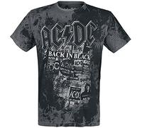 AC/DC Back in Black Uomo T-Shirt Grigio/Nero 100% Cotone Regular