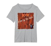 AC/DC Fly On The Wall Copertina Album Maglietta, Donna Plus-Size, Grigio Melange, 4X