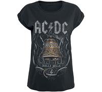 AC/DC Hells Bells Donna T-Shirt Nero 100% Cotone Largo