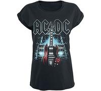 AC/DC High Voltage Guitar Donna T-Shirt Nero 100% Cotone Largo
