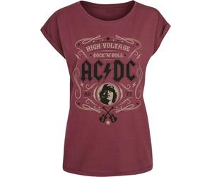 AC/DC High Voltage - Rock 'N' Roll Donna T-Shirt Borgogna 100% Cotone Largo