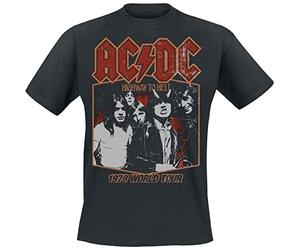 AC/DC Highway To Hell Tour '79 Uomo T-Shirt Nero 100% Cotone Regular