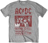 AC/DC 'Highway to Hell World Tour 1979/1980' (Grigio) Maglietta - NUOVO