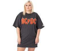 AC/DC Oversize T-Shirt Dress Ladies Womens | Adults Fly On The Wall 1985 Tour Outfit | Grigio Antracite Rosso Logo Fascia | Rock Concert Gig Festival Abbigliamento