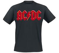 AC/DC Red Logo Uomo T-Shirt Nero 100% Cotone Regular