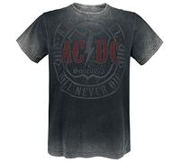 AC/DC Rock & Roll - Will Never Die Uomo T-Shirt Grigio Scuro 100% Cotone Regular