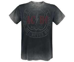 AC/DC Rock & Roll - Will Never Die Uomo T-Shirt Grigio Scuro 100% Cotone Regular
