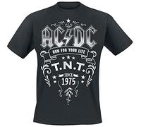 AC/DC T.N.T. Uomo T-Shirt Nero 100% Cotone Regular