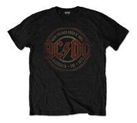 AC/DC T Shirt EST 1973 Distressed Band Logo High Voltage Ufficiale Uomo Nero
