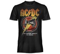 AC/DC T Shirt Ufficiale for Those About To Rock. Maglia Unisex in Cotone. Maglietta Rock vestibilità Regular per Adulto e Ragazzo L