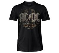 AC/DC T Shirt Ufficiale Rock or Bust. Maglietta Unisex in Cotone. Maglia Rock vestibilità Regular per Adulto e Ragazzo S