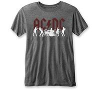 AC/Dc Unisex Burnout T-Shirt: Silhouettes (Charcoal Grigio)
