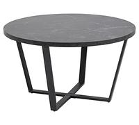AC Design Furniture Albert Tavolino Rotondo, Tavolino Rotondo da Divano, Tavolino da Salotto, Facile da Montare, Tavolo con Effetto Marmo Nero e Struttura in Metallo, Ø: 77 x H: 44 cm, 1 pz