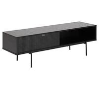 AC Design Furniture Augusta - Tavolo per TV con porta scorrevole, altezza 44,5 x larghezza 140 x 40 cm, nero frassino nero, melammina/rete metallica, 1 pezzo