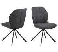 AC Design Furniture Aurelia Set di 2 sedie da pranzo con rivestimento in grigio scuro e gambe in acciaio nero con funzione girevole, sedie da cucina senza braccioli, mobili da sala da pranzo,