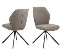 AC Design Furniture Aurelia - Set di 2 sedie da pranzo con rivestimento in grigio talpa e gambe in acciaio nero con funzione girevole, sedie da cucina senza braccioli, mobili da sala da pranzo, 51 x