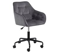 AC Design Furniture Bentley Sedia da scrivania, A: 88.5 x L: 59 x P: 58.5 cm, Grigio scuro/Nero, Velluto/Metallo, 1 pz
